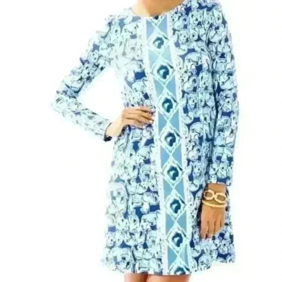 Lily Pulitzer Ophelia Get Trunky Elephant Print Swing Dress Size XS - Picture 1 of 10